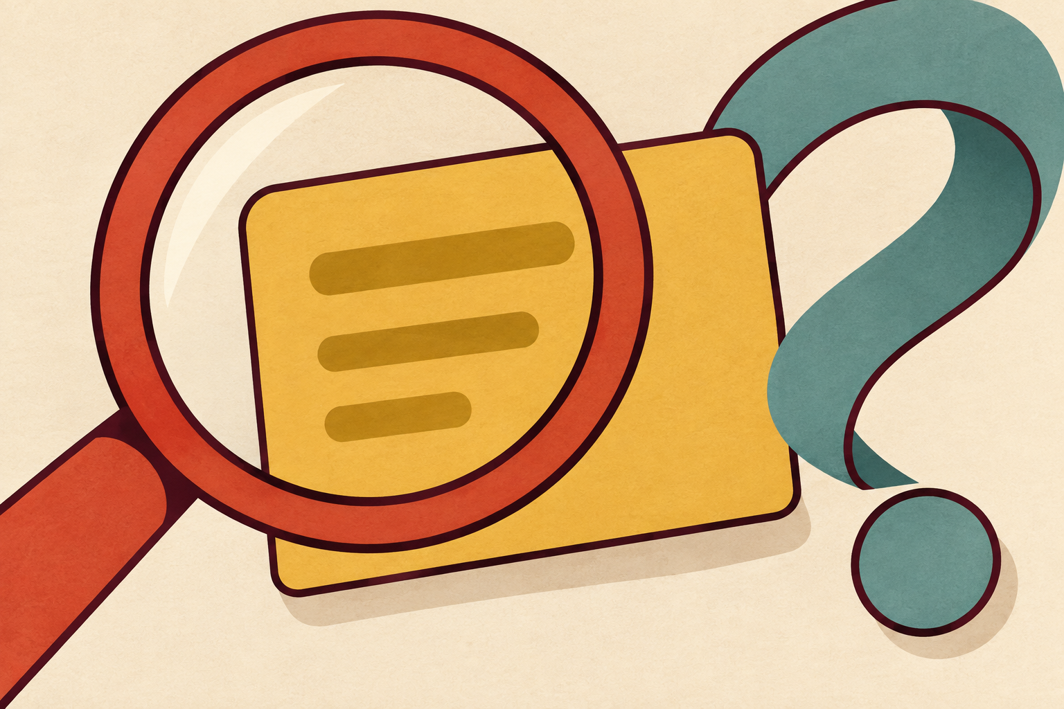 Conceptual magnifying glass and question mark beside an abstract test-request card.